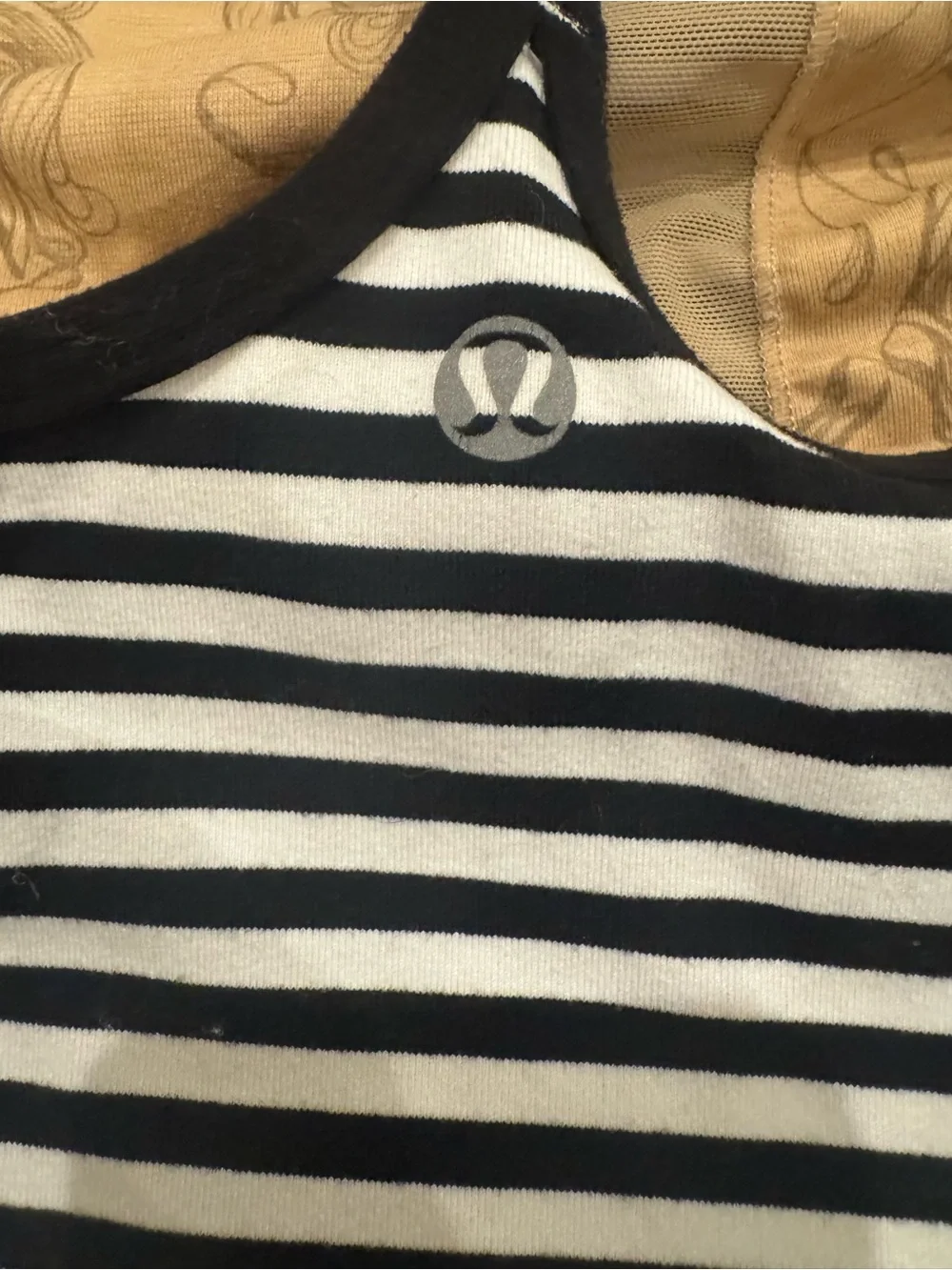 Lululemon Black & White Striped Women's Tank with shelf bra